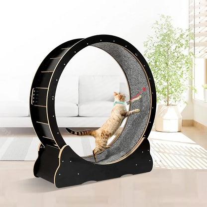 Cat Exercise Wheel for Indoor Cats Pets Easy Assembled Cat Treadmill Wheel with Locking Process and Laser Cat Toy Pet Supplies