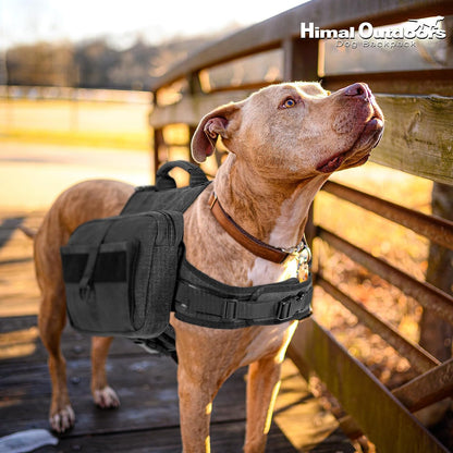 Dog Backpack, Dog Hiking Backpack, Hound Saddle Bag for Large Dog with Side Pockets & Adjustable Strap